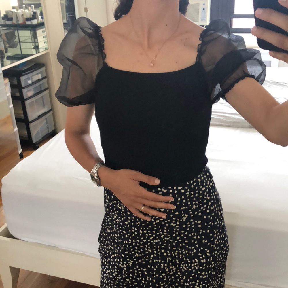 NWOT Zara Black Ruffle Top